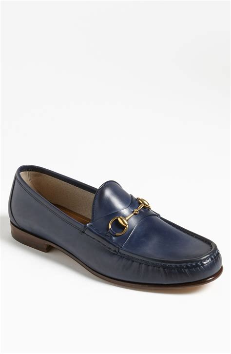 gucci blue leather maritime loafers dress men shoes|gucci penny loafers men's.